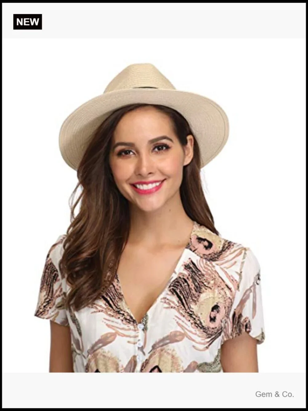 Wide Brim Straw Panama Roll Up Hat Fedora Beach Sun Hat UPF50+